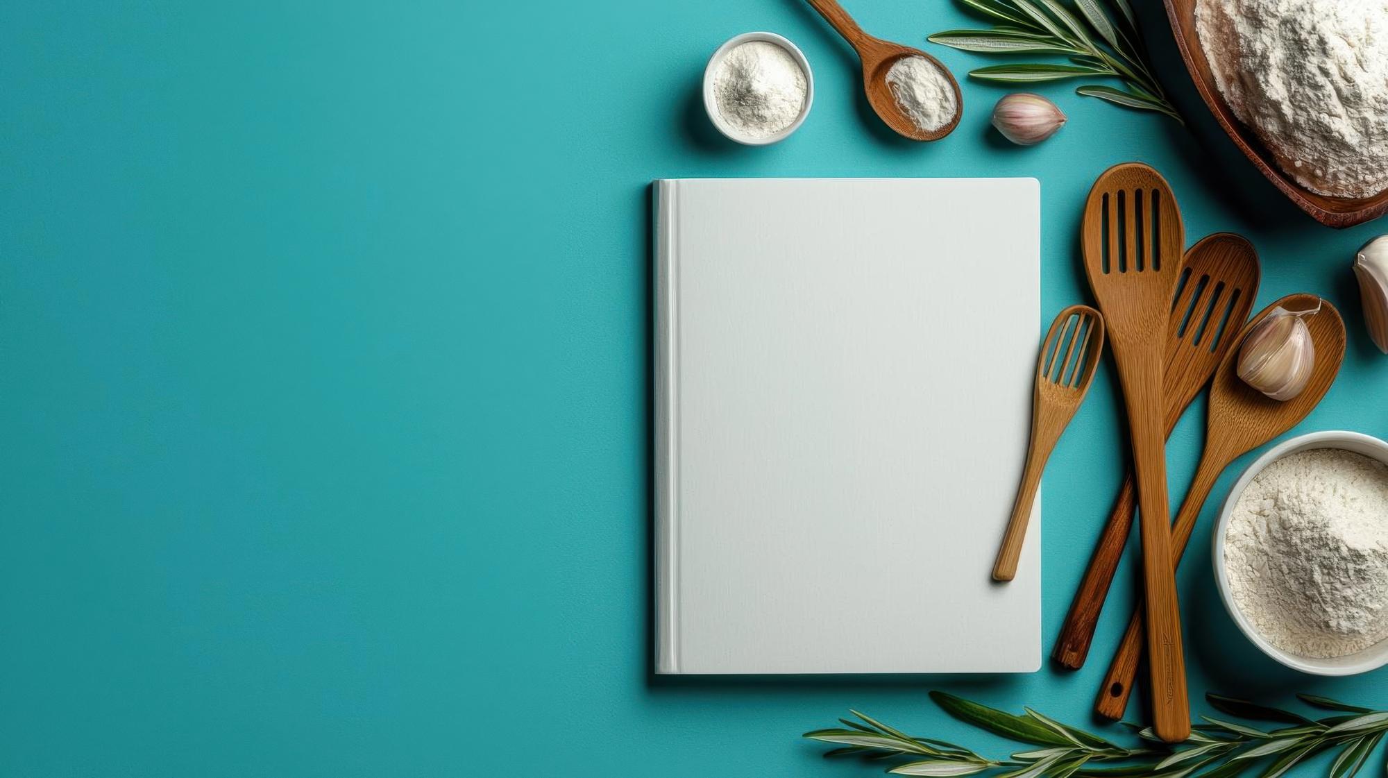 Sample menu booklet flatlay